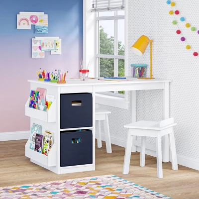 Kids' Art Activity Table With Storage And 2 Bonus Magnetic Display Bars White - RiverRidge Home - Image 6
