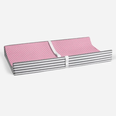 Bacati - Elephants Pink/Gray Pink Pin Dots Quilted Top Changing Pad Cover - Image 5