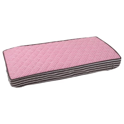 Bacati - Elephants Pink/Gray Pink Pin Dots Quilted Top Changing Pad Cover - Image 7