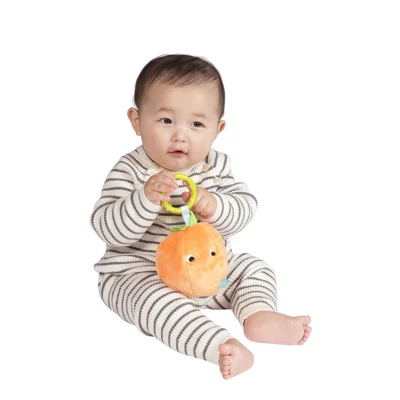 Manhattan Toy Mini-Apple Farm Orange Baby Travel Toy With Rattle, Squeaker, Crinkle Fabric & Teether Clip-on Attachment - Image 8