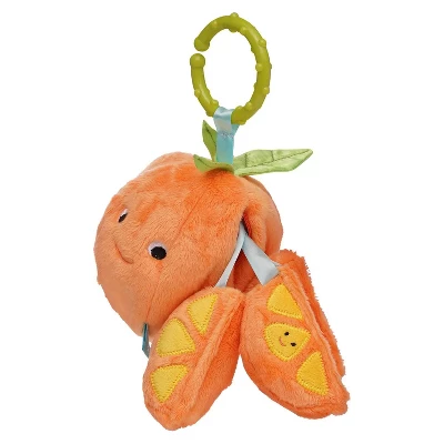 Manhattan Toy Mini-Apple Farm Orange Baby Travel Toy With Rattle, Squeaker, Crinkle Fabric & Teether Clip-on Attachment - Image 3