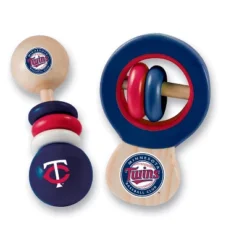 Baby Fanatic Wood Rattle 2 Pack - MLB Minnesota Twins Baby Toy Set