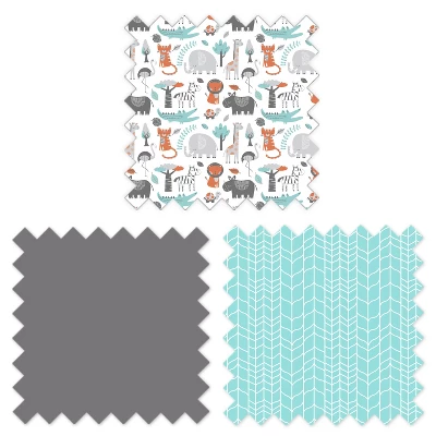 Bacati - Jungle Safari Aqua Orange Gray 3 Pc Crib Bedding Set - Image 7