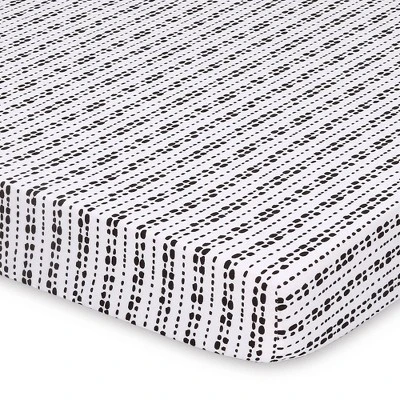The Peanutshell Fitted Playard Sheets - Black And White Safari Animals - 2pk - Image 2