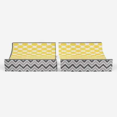 Bacati - Ikat Zigzag Yellow Dots Muslin Changing Pad Cover - Image 5