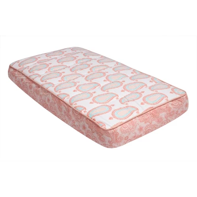 Bacati - Sophia Paisley Aqua/Coral Paisley Changing Pad Cover - Image 7