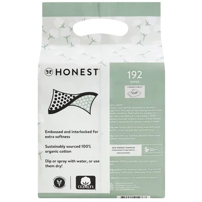 The Honest Company 100% Organic Cotton Dry Wipes - 192ct