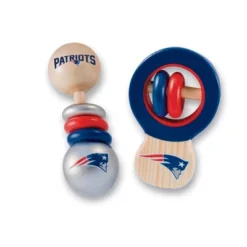 Baby Fanatic Wood Rattle 2 Pack - NFL New England Patriots Baby Toy Set