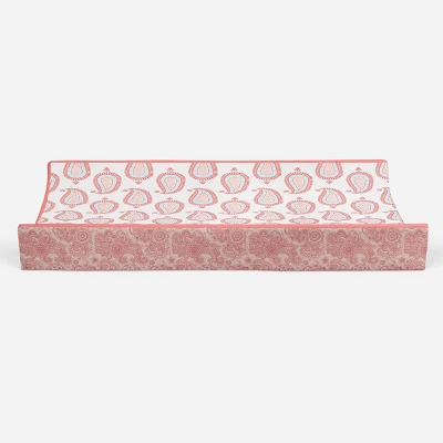 Bacati - Sophia Paisley Aqua/Coral Paisley Changing Pad Cover - Image 4