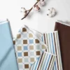 Bacati - Mod Dia Aqua/Choc Laundry Hamper With Wooden Frame