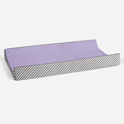 Bacati - Love Gray/Lilac Pin Dots Changing Pad Cover - Image 2