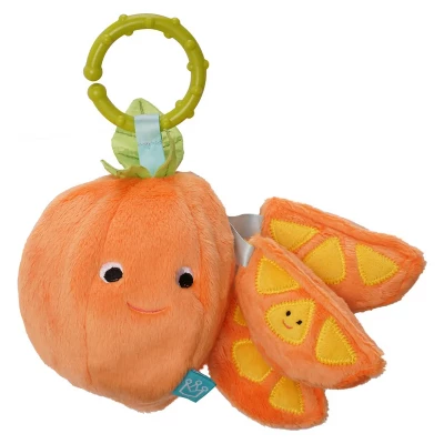 Manhattan Toy Mini-Apple Farm Orange Baby Travel Toy With Rattle, Squeaker, Crinkle Fabric & Teether Clip-on Attachment - Image 7