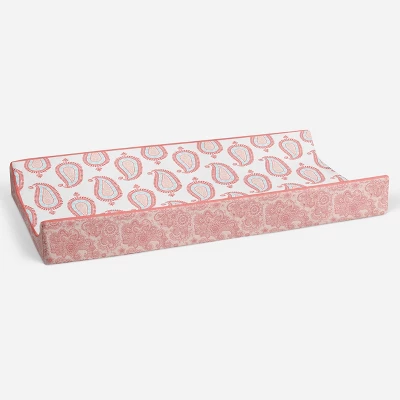 Bacati - Sophia Paisley Aqua/Coral Paisley Changing Pad Cover - Image 2