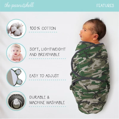 The Peanutshell Camo Elephant Swaddle Wrap For Newborn, Infant - 3-Pack - Image 4