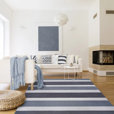 Modern Classic Coastal Stripes Indoor/ Outdoor Area Rug By Blue Nile Mills - Image 7