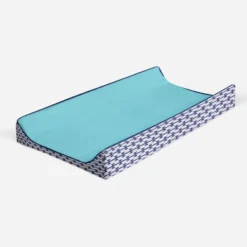 Bacati - Liam Solid Aqua/Navy Quilted Changing Pad Cover