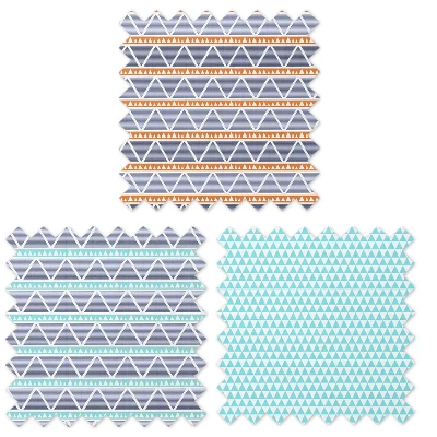 Bacati - Liam Aqua/Orange/Navy Triangles Muslin 4 Pc Toddler Bedding Set - Image 7