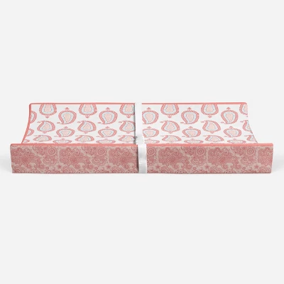 Bacati - Sophia Paisley Aqua/Coral Paisley Changing Pad Cover - Image 5