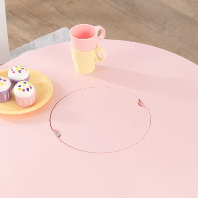 Round Storage Table And Chair Set White/Pink - KidKraft - Image 4
