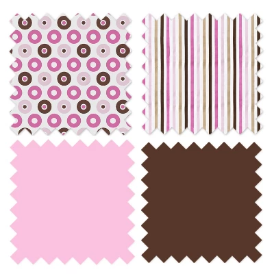 Bacati - Mod Dots Stripes Pink Fuschia Beige Chocolate 3 Pc Crib Bedding Set - Image 4