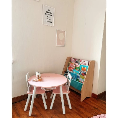 Round Storage Table And Chair Set White/Pink - KidKraft - Image 9