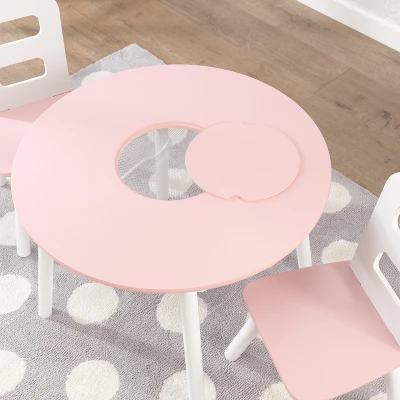 Round Storage Table And Chair Set White/Pink - KidKraft - Image 3