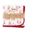Touched By Nature Baby Girl Organic Cotton Swaddle Blanket And Headband Or Cap, Winter Woodland, One Size