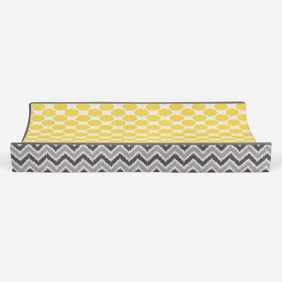 Bacati - Ikat Zigzag Yellow Dots Muslin Changing Pad Cover - Image 4