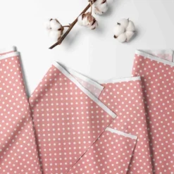 Bacati - Coral Pink Pin Dots 100 Percent Cotton Universal Baby US Standard Crib Or Toddler Bed Fitted Sheet