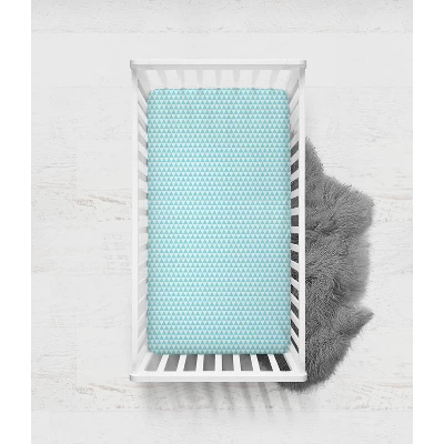 Bacati - Liam Aqua/Orange/Navy Triangles Muslin 4 Pc Toddler Bedding Set - Image 6