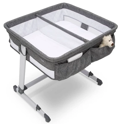 Delta Children Simmons Kids' By The Bed City Sleeper Bassinet For Twins - Gray - Image 3