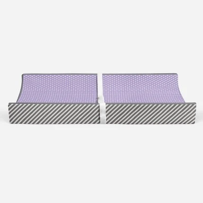 Bacati - Love Gray/Lilac Pin Dots Changing Pad Cover - Image 5