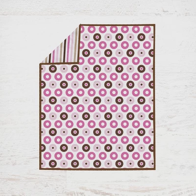 Bacati - Mod Dots Stripes Pink Fuschia Beige Chocolate 3 Pc Crib Bedding Set