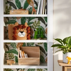 Stackable Wood Kids' Storage Bin Light Brown - Pillowfort™