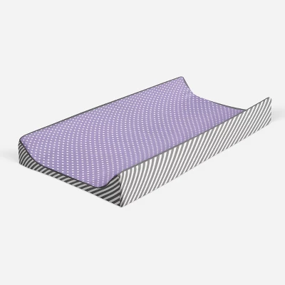 Bacati - Love Gray/Lilac Pin Dots Changing Pad Cover - Image 6
