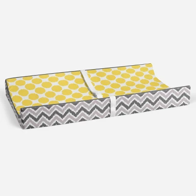 Bacati - Ikat Zigzag Yellow Dots Muslin Changing Pad Cover - Image 3