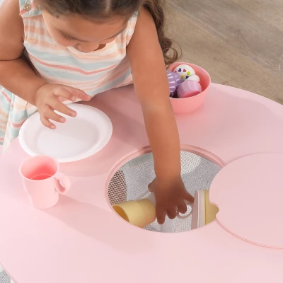 Round Storage Table And Chair Set White/Pink - KidKraft - Image 8