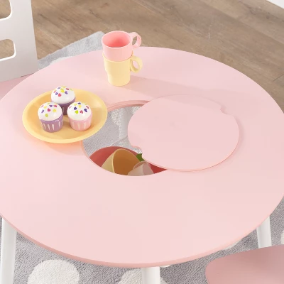 Round Storage Table And Chair Set White/Pink - KidKraft - Image 6