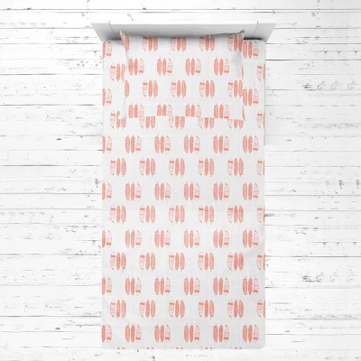 Bacati - Olivia Feathers Coral Muslin 3 Pc Toddler Bed Sheet Set - Image 2