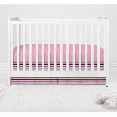 Bacati - Mod Dots Stripes Pink Fuschia Beige Chocolate 3 Pc Crib Bedding Set - Image 3