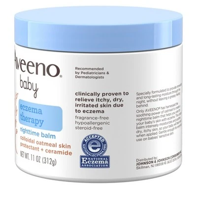 Aveeno Baby Eczema Therapy Nighttime Moisturizing Balm, Soothes & Relieves Dry, Itchy Skin -11oz - Image 4