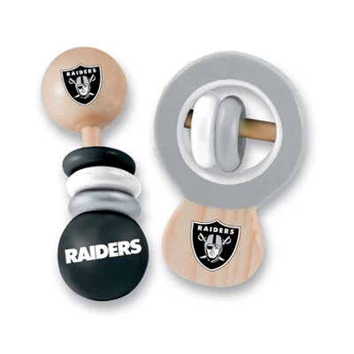 Baby Fanatic Wood Rattle 2 Pack - NFL Las Vegas Raiders Baby Toy Set