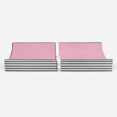 Bacati - Elephants Pink/Gray Pink Pin Dots Quilted Top Changing Pad Cover - Image 4
