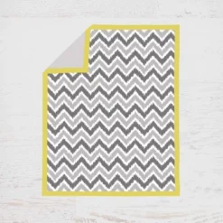 Bacati - Ikat Dots Giraffe Yellow Grey Neutral 4 Pc Crib Set With Muslin Sleeping Sack