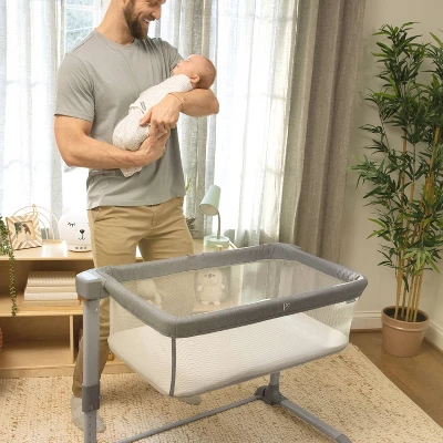 SwaddleMe Beginnings Bassinet Select - Compact Fold Multi-Position Baby Bassinet With Air Flow Mattress - Gray Tweed - Image 4