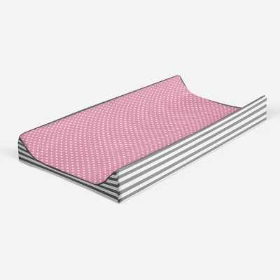 Bacati - Elephants Pink/Gray Pink Pin Dots Quilted Top Changing Pad Cover