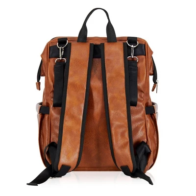 Hannah & Sophia Soho Large Traverse Baby Diaper Bag Backpack In Cognac, Water Resistant Changing Pad & Mini Mom Tote Included, Brown - Image 4