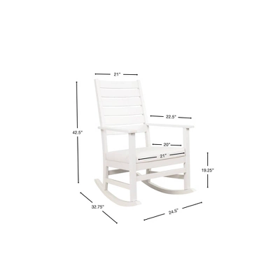 Gift Mark Adult Rocking Chair With Horizontal Back And White Faux Leather Seat - Image 2