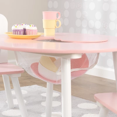 Round Storage Table And Chair Set White/Pink - KidKraft - Image 5
