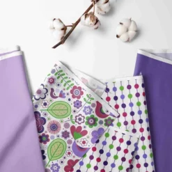 Bacati - Botanical Floral Birds Purple Multicolor 4 Pc Toddler Bedding Set